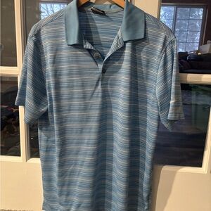Nike Light Blue Striped Polo Shirt